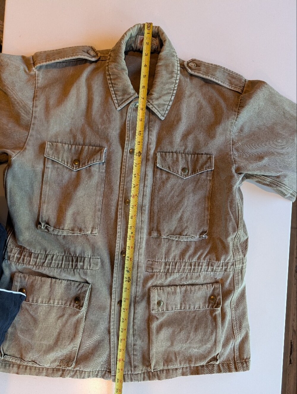 VINTAGE Banana Republic 80s Military Style Field Coat Heavy Cotton Denim XL - Picture 7 of 9